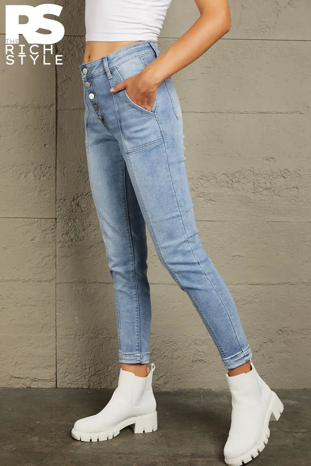 Baeful Button Fly Center Seam High Rise Jeans