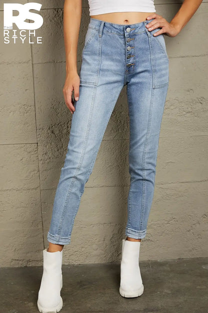 Baeful Button Fly Center Seam High Rise Jeans Light / S