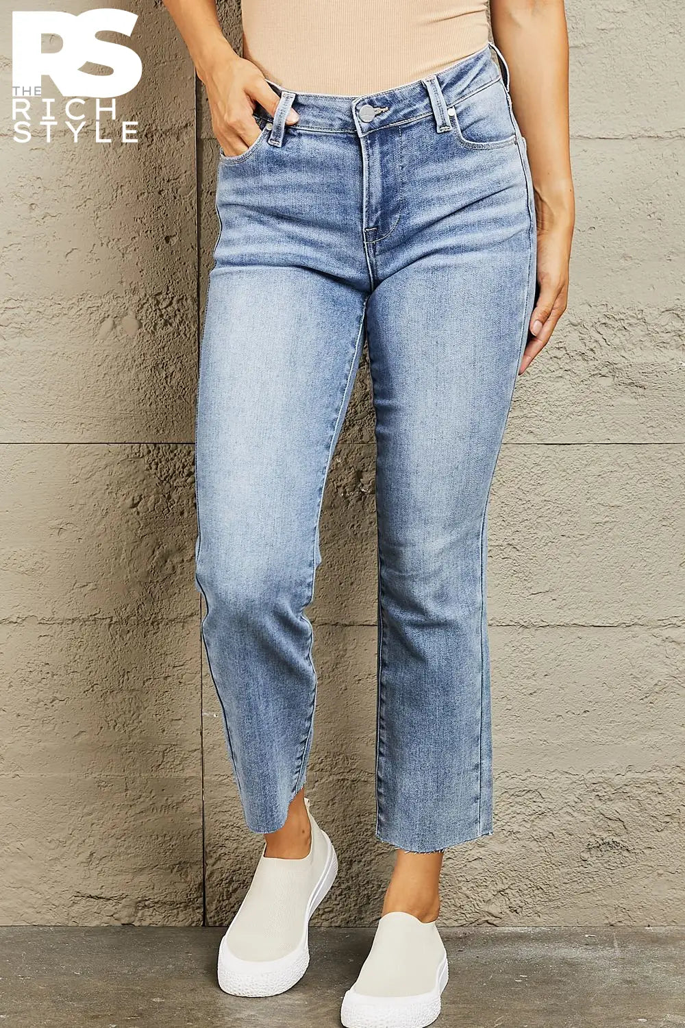 Bayeas Mid Rise Cropped Slim Jeans Medium / 25