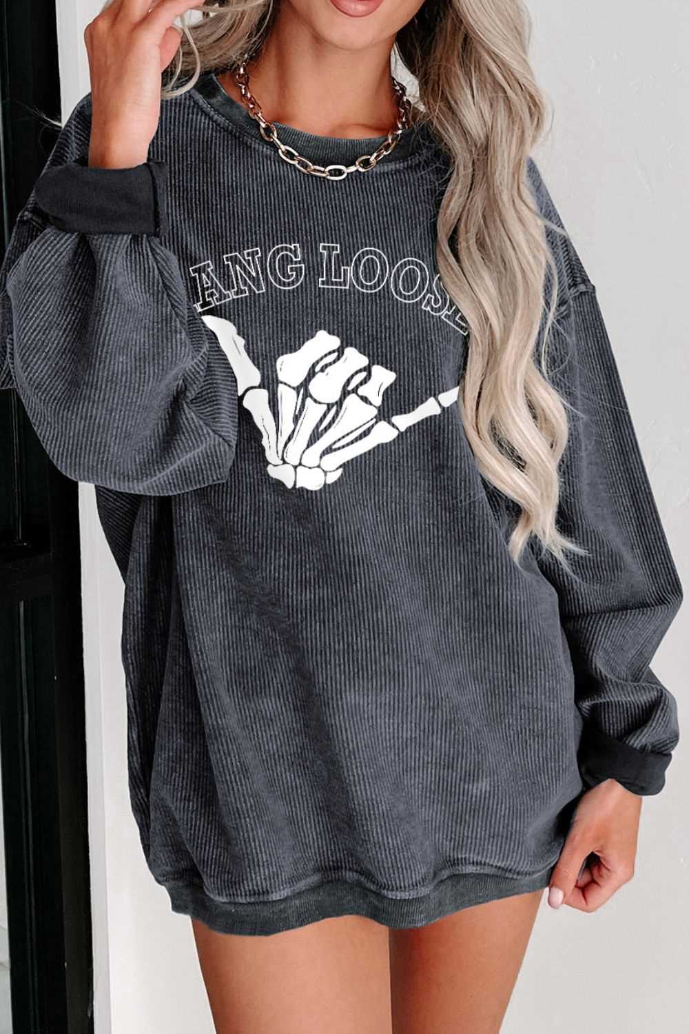 Skeleton Hand Graphic Sweatshirt