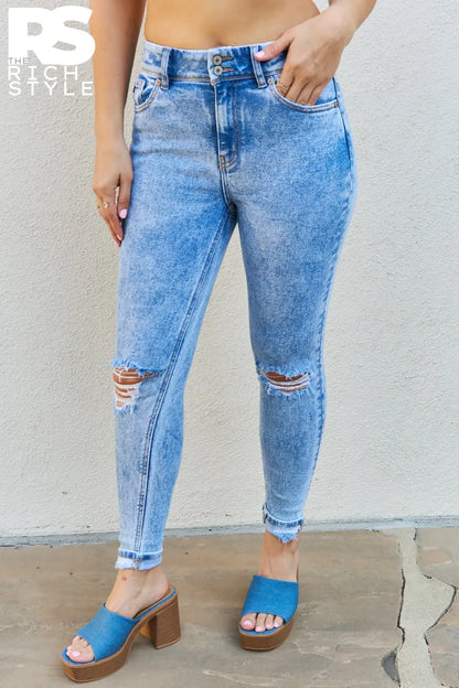 Kancan Emma Full Size High Rise Distressed Skinny Jeans Light / 0(23)