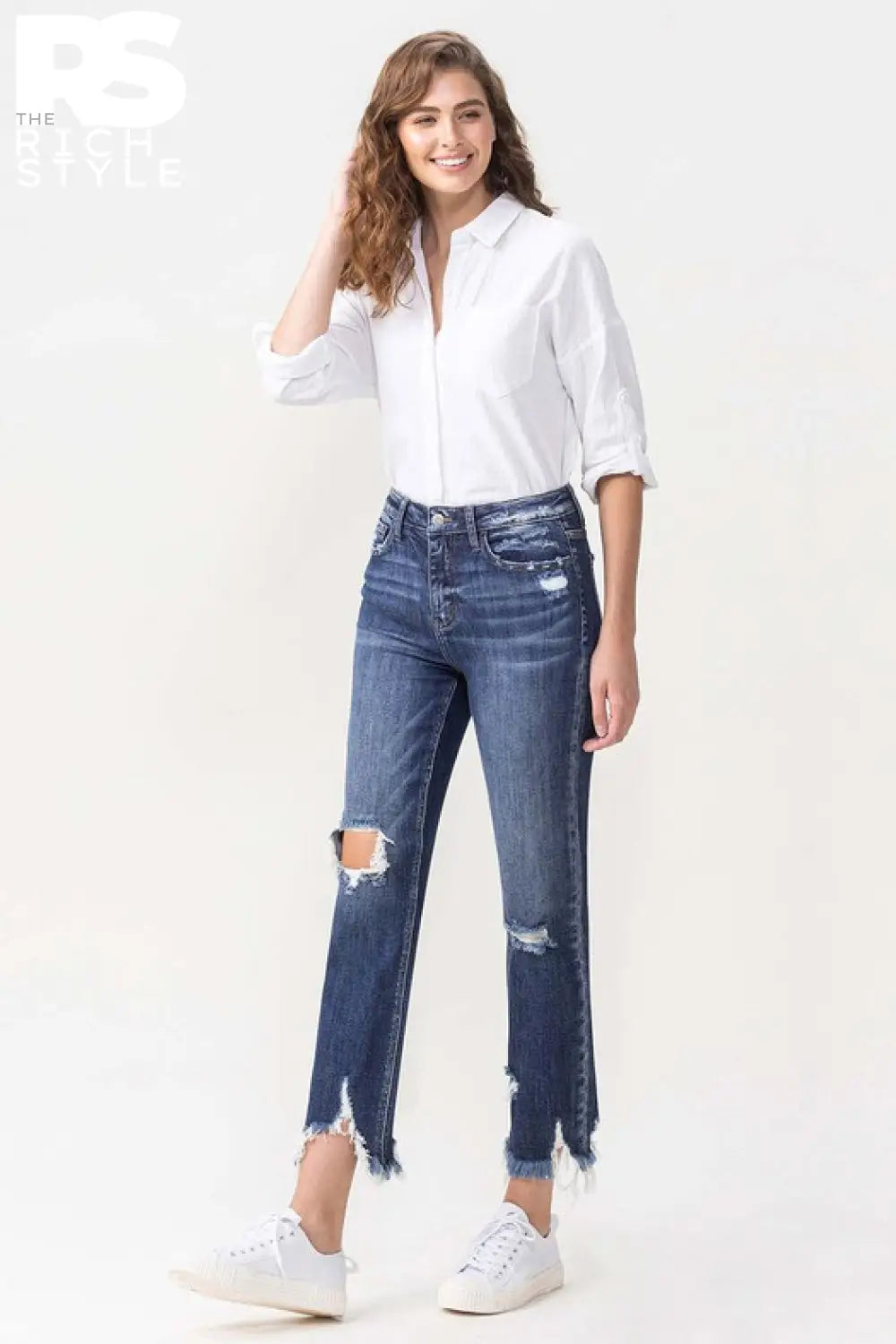 Lovervet Jackie Full Size High Rise Crop Straight Leg Jeans