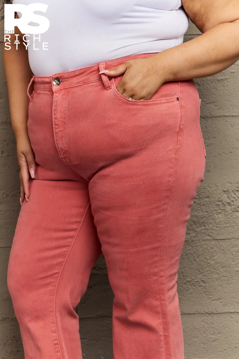Risen Bailey Full Size High Waist Side Slit Flare Jeans
