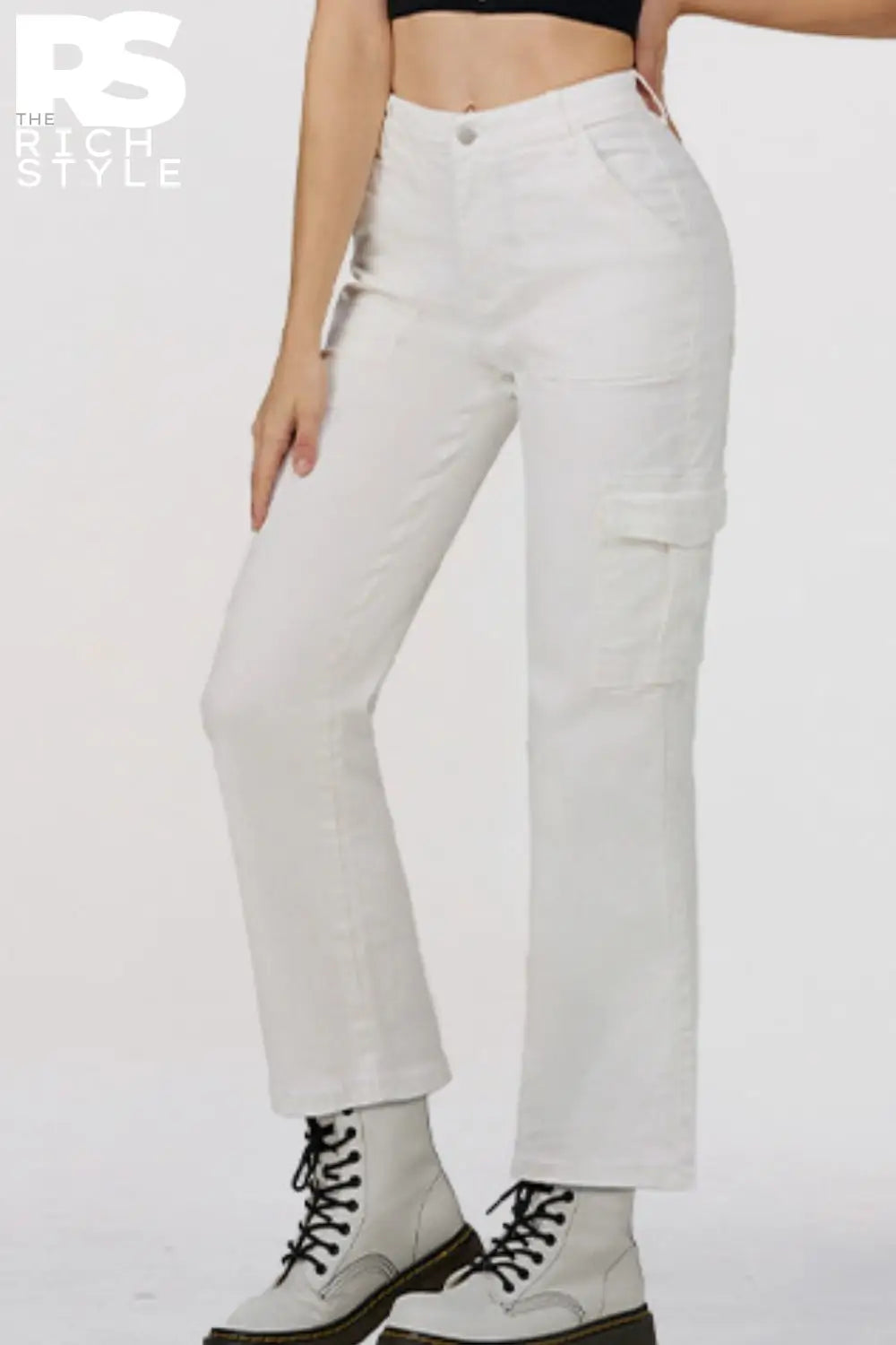 Straight Leg Jeans With Pockets White / 1