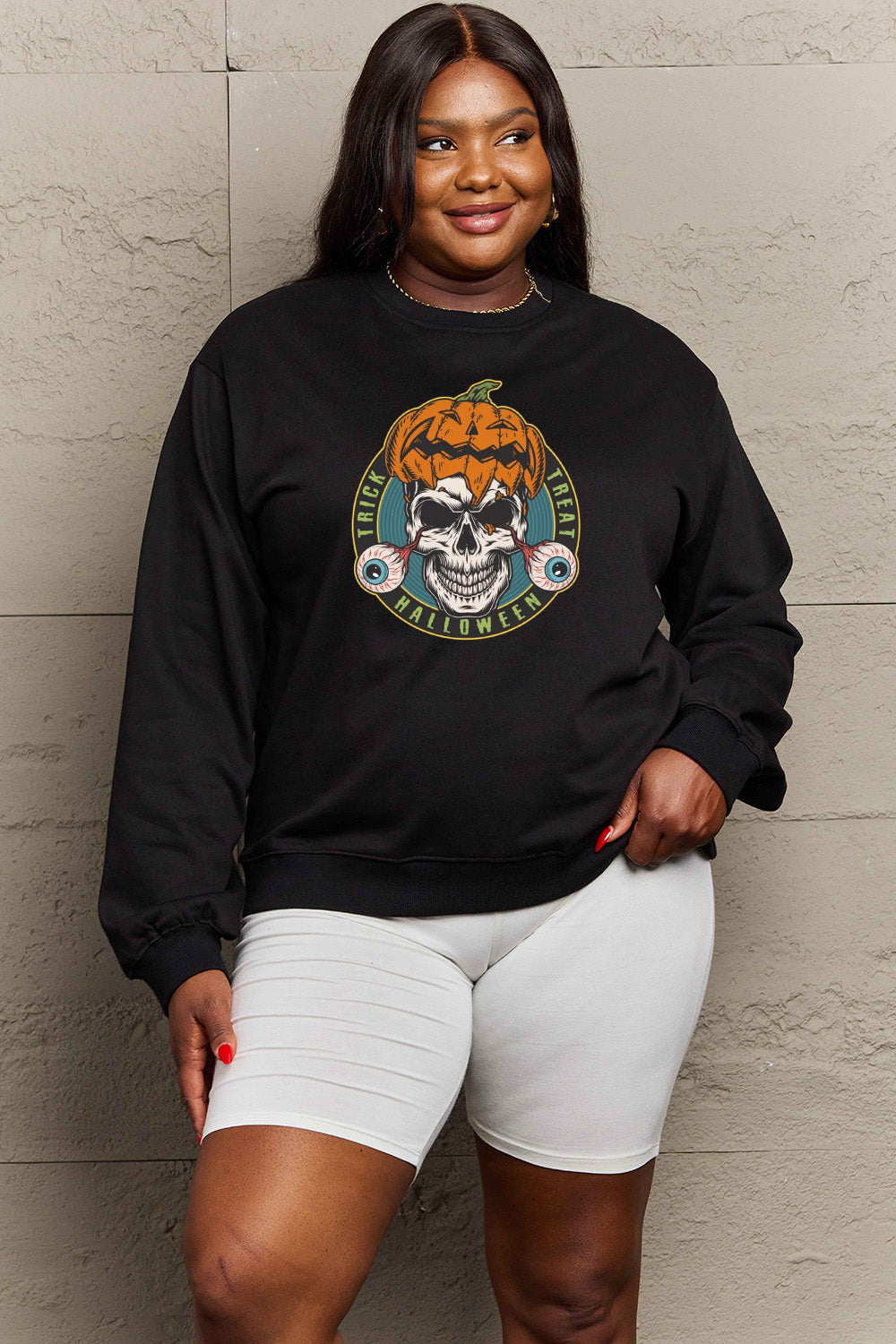Simply Love Full Size Skull Graphic Sweatshirt